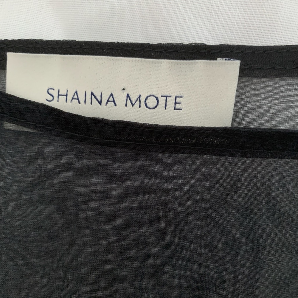 SHAINA MOTE 100% Silk Gia Sheer Organza Wrap Top - Black - Large - Picture 2 of 6